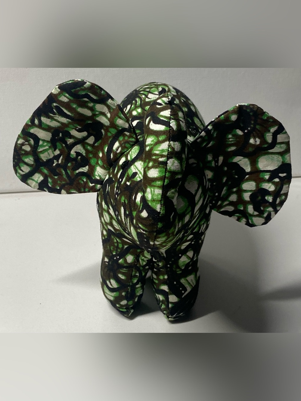 Vintage Handcrafted African Batik Fabric Elephant Plush Stuffed Animal Figure